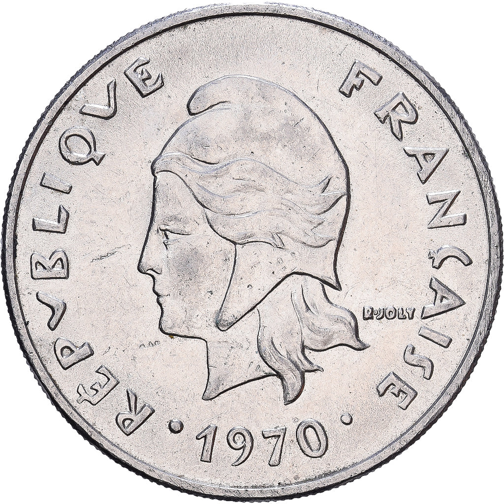 French Polynesia, 20 Francs, 1970, Paris, Nickel, SS