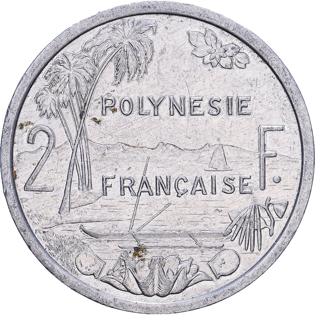 French Polynesia, 2 Francs, 1995, Paris, Aluminum, F(12-15)