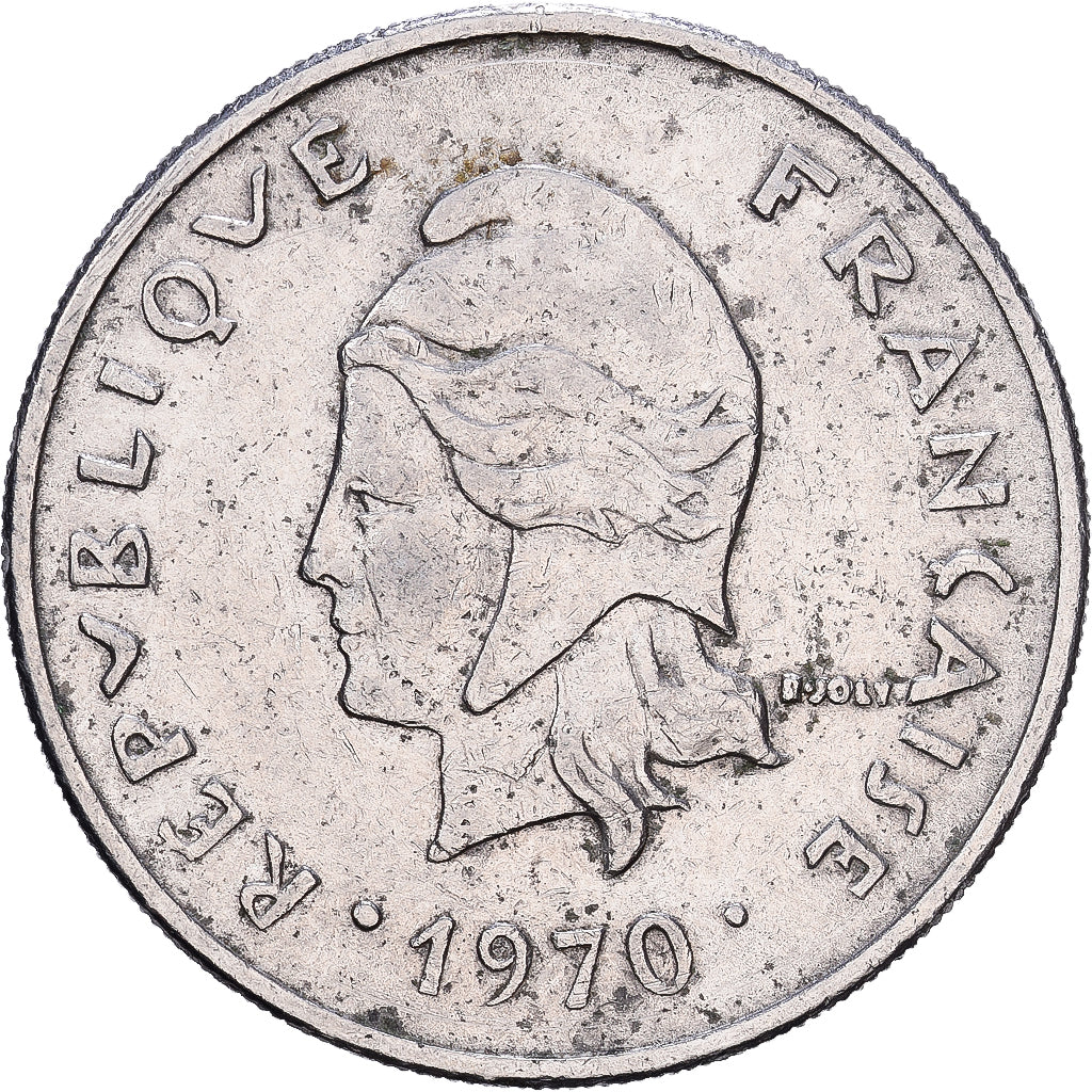 Polinezja Francuska, 20 Francs, 1970, Paris, Nikiel, VF(30-35)