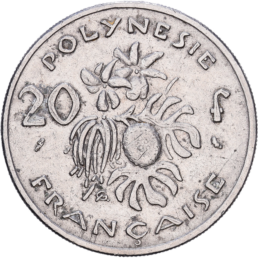 Polinezja Francuska, 20 Francs, 1970, Paris, Nikiel, VF(30-35)