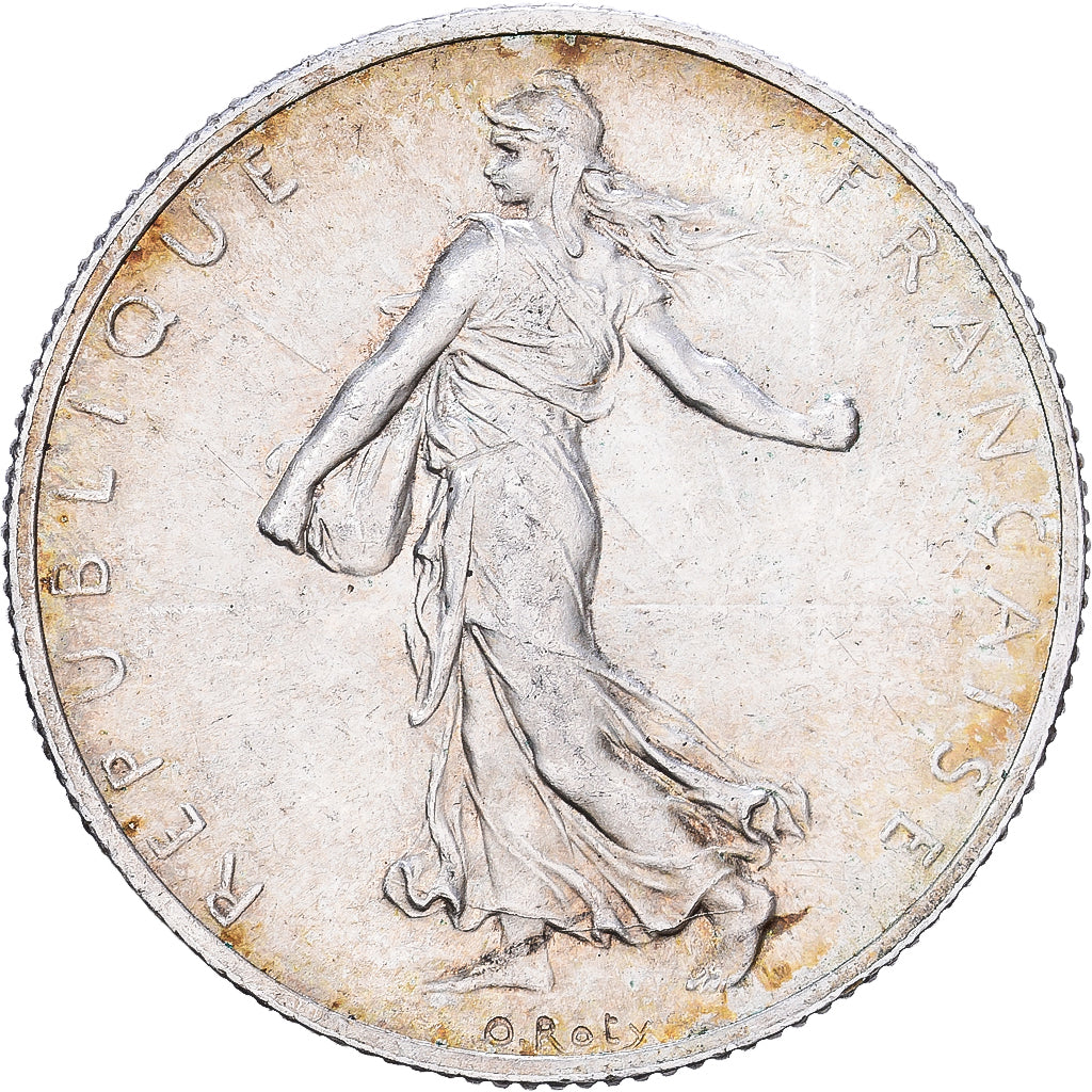 Francia, 2 Francs, Semeuse, 1918, Paris, Plata, BC