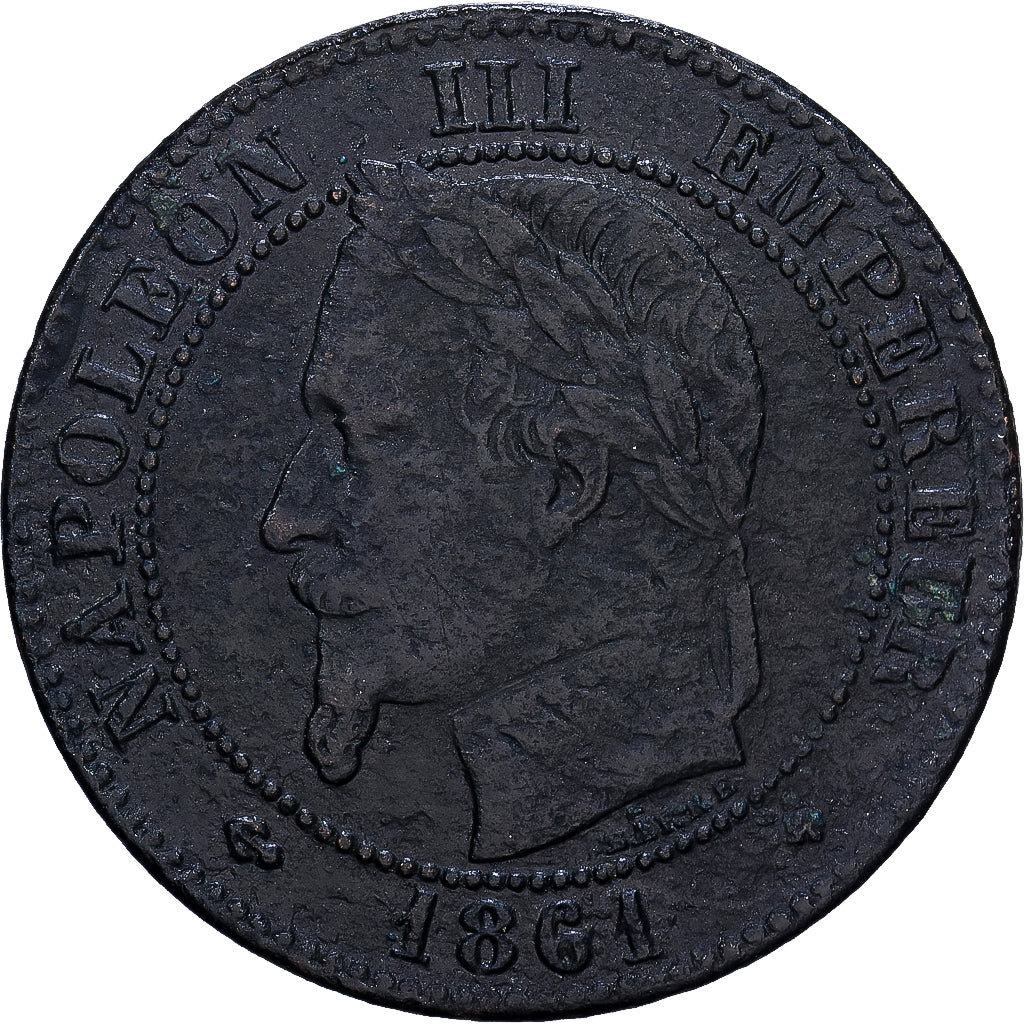 Frankreich, 2 Centimes, 1861, Strasbourg, Bronze, GE