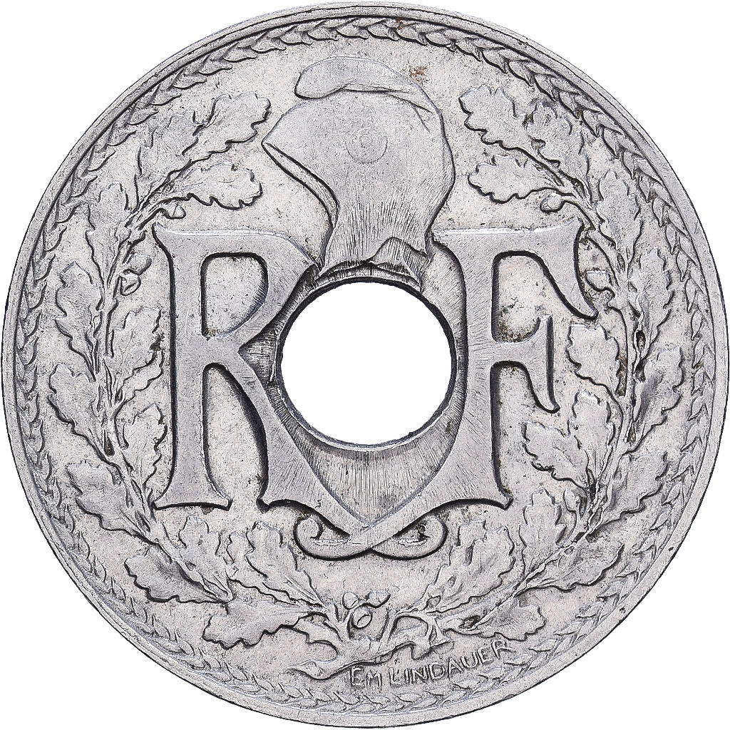 Francia, 25 Centimes, Lindauer, 1915, Paris, Níquel, BC+