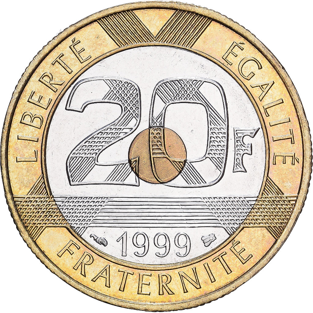France, 20 Francs, 1999, Paris, Tri-Metallic, EF(40-45)
