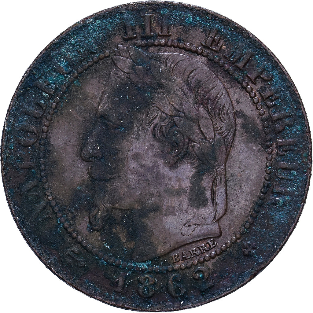 France, 1 Centime, 1862, Strasbourg, Bronze, G(4-6)