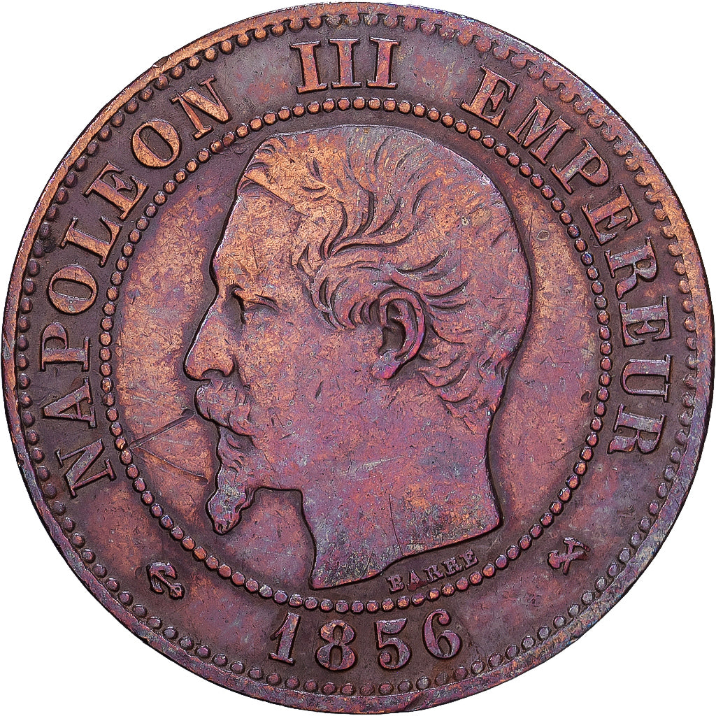 France, 2 Centimes, 1856, Rouen, Bronze, VG(8-10)