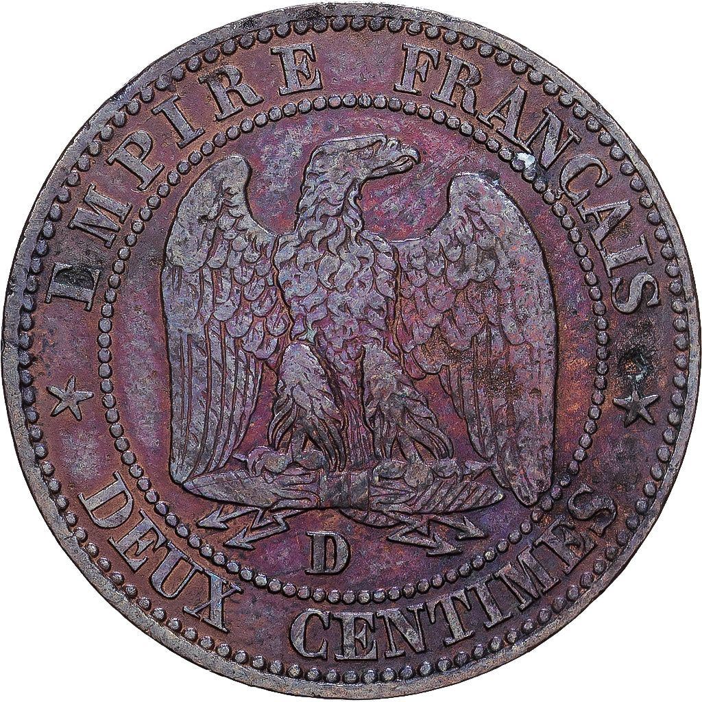 France, 2 Centimes, 1855, Lyon, Bronze, VG(8-10)