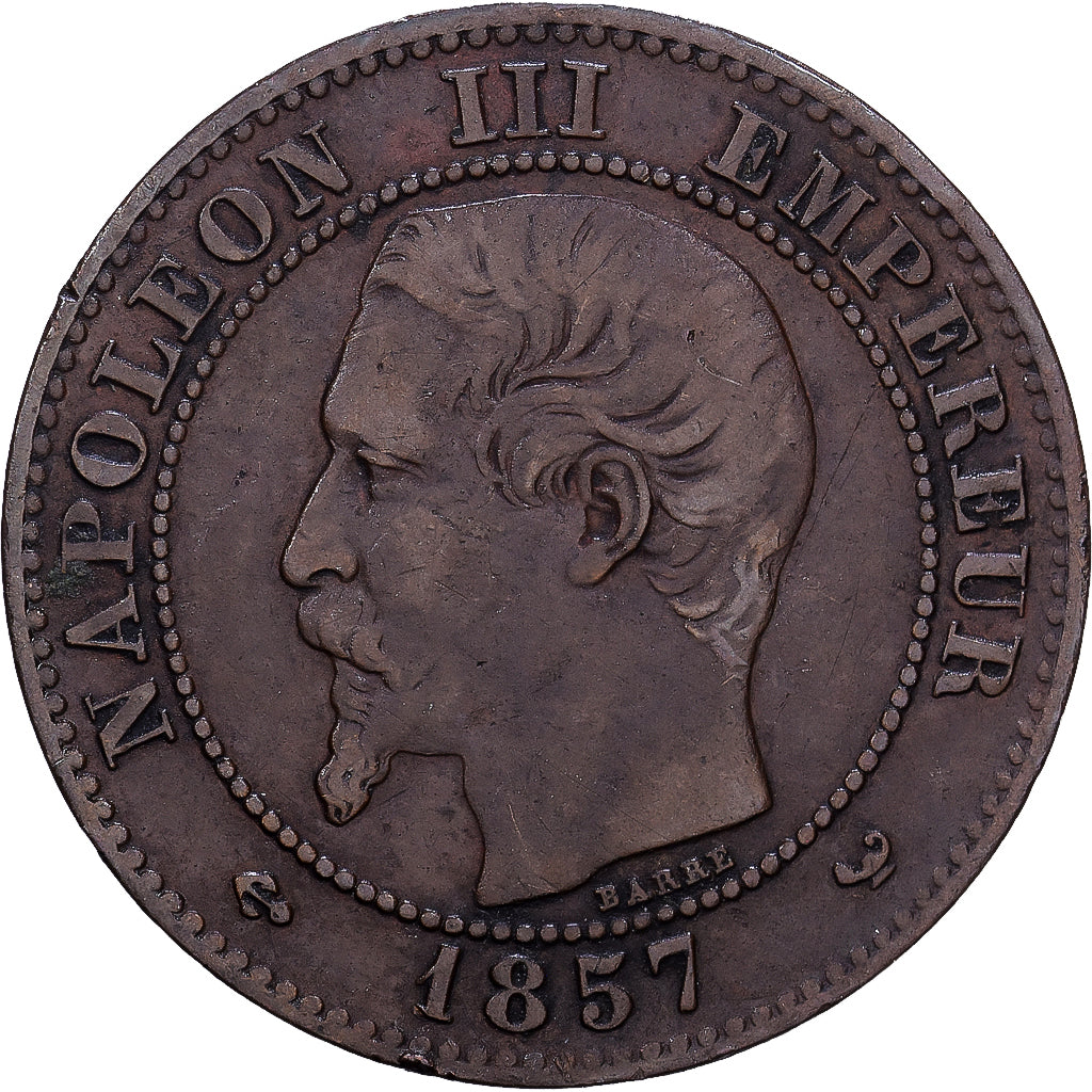 Francia, 2 Centimes, 1857, Lille, Bronzo, M+