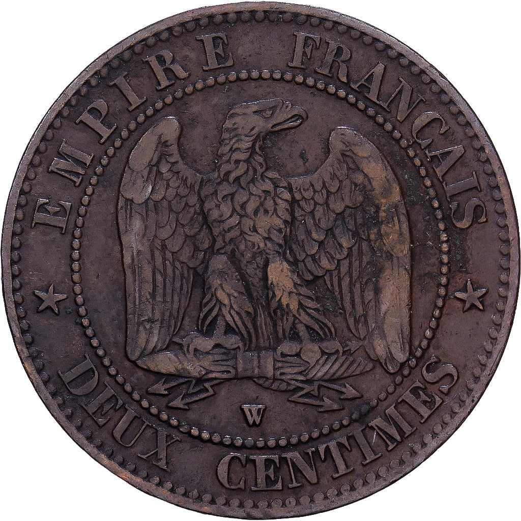 Francia, 2 Centimes, 1857, Lille, Bronzo, M+