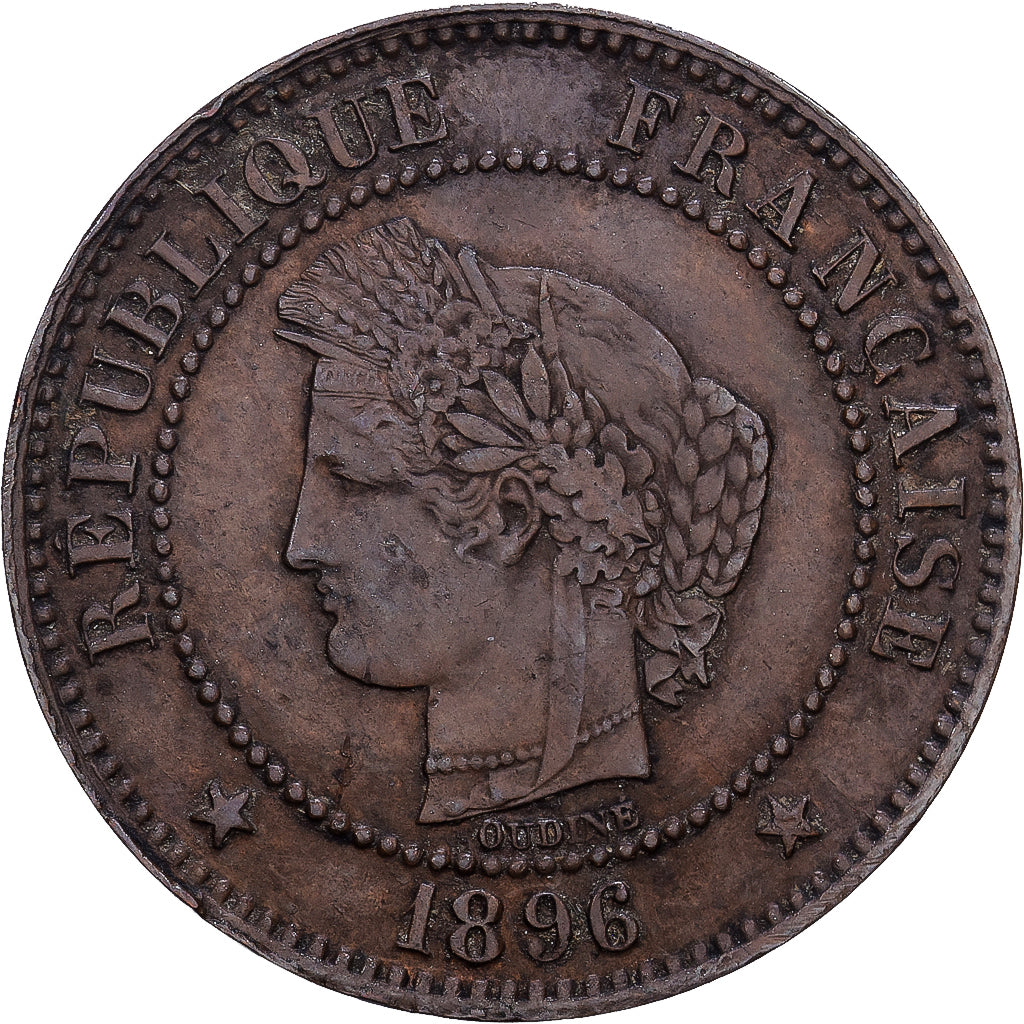 France, 2 Centimes, 1896, Paris, Bronze, VG(8-10)