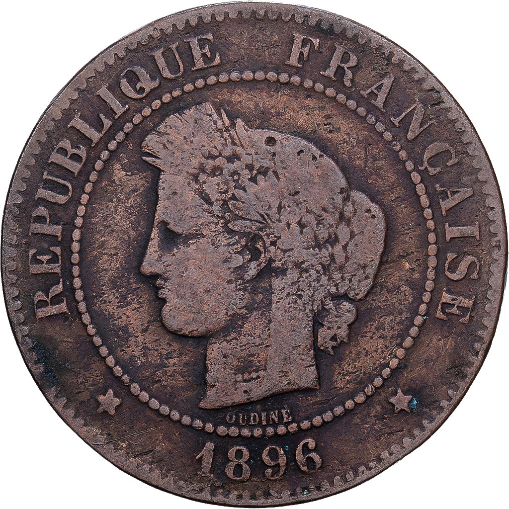 França, 5 Centimes, 1896, Paris, Bronze, VG(8-10)