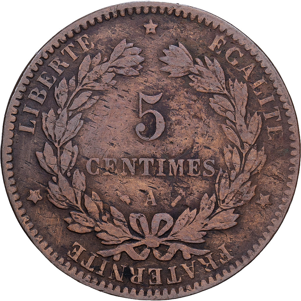 França, 5 Centimes, 1896, Paris, Bronze, VG(8-10)