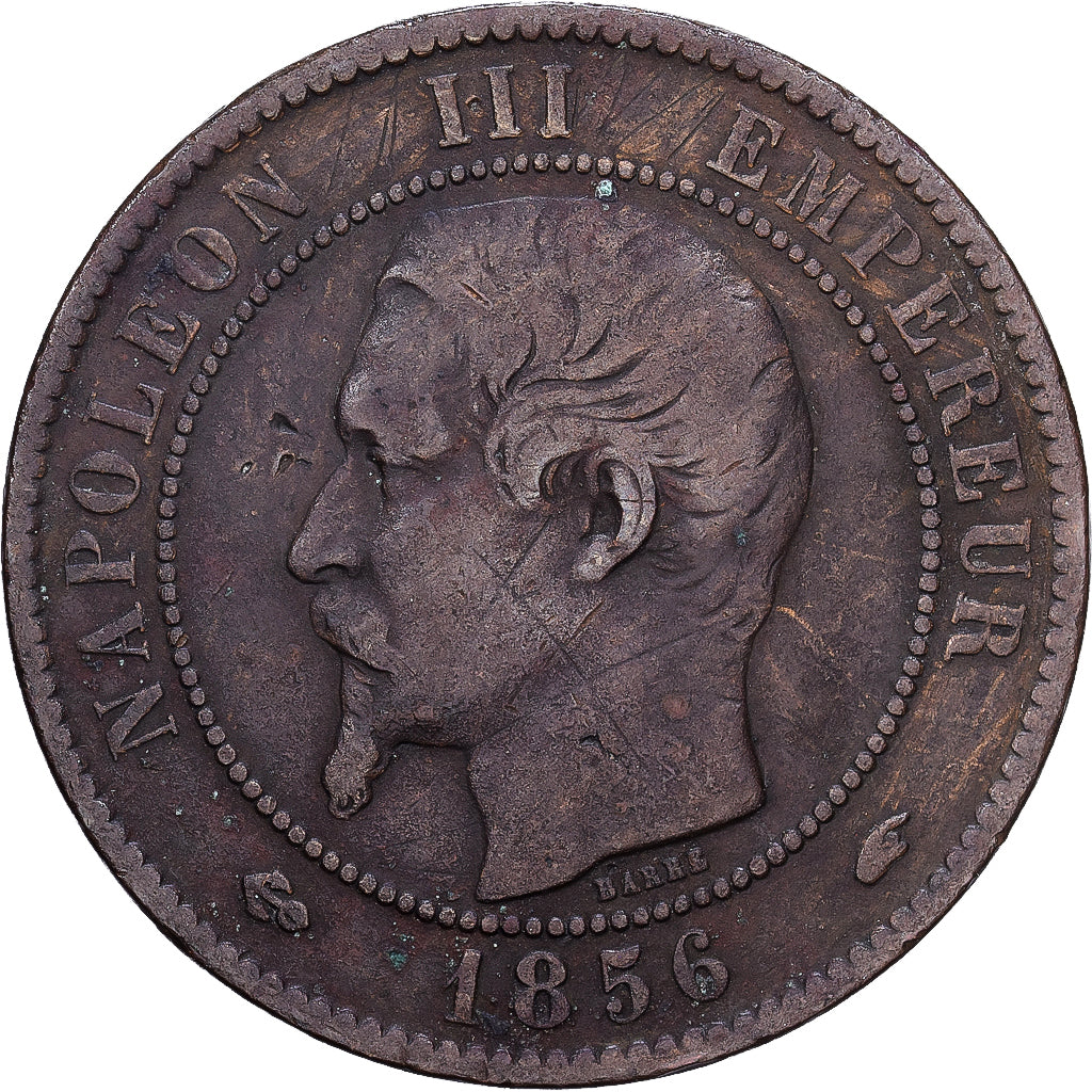 Francia, 10 Centimes, 1856, Paris, Bronzo, M+