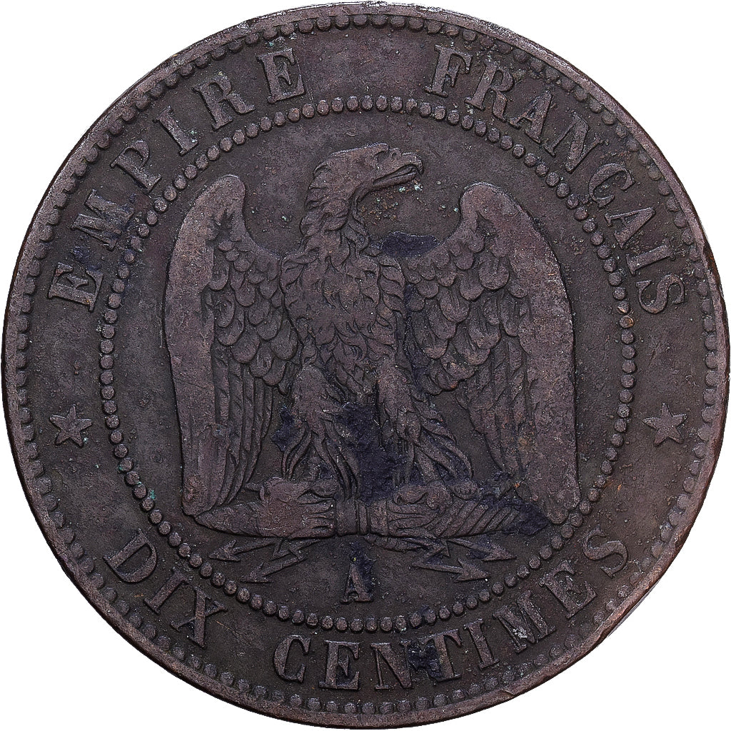 Francia, 10 Centimes, 1856, Paris, Bronzo, M+