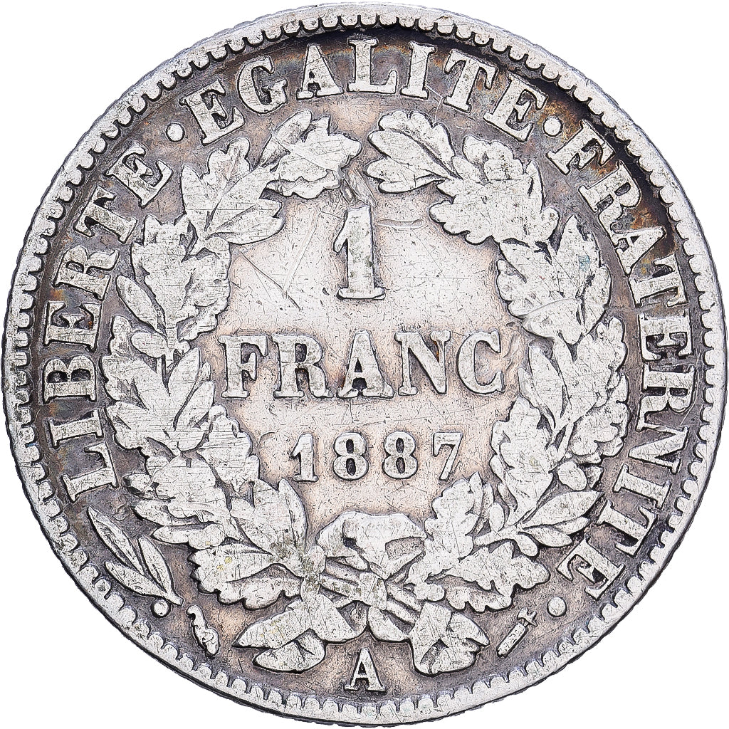 Frankrijk, 1 Franc, 1887, Paris, Zilver, ZG+
