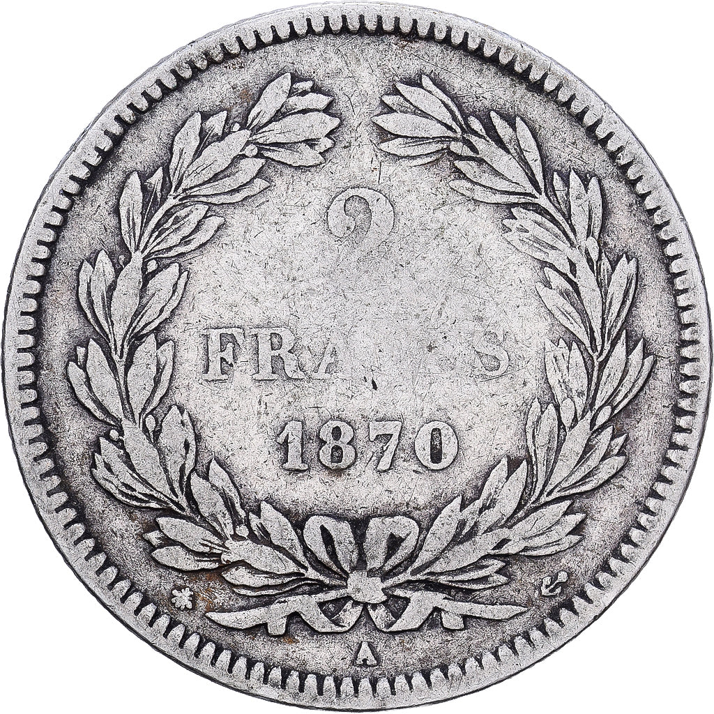 Frankrijk, 2 Francs, 1870, Paris, Zilver, ZG