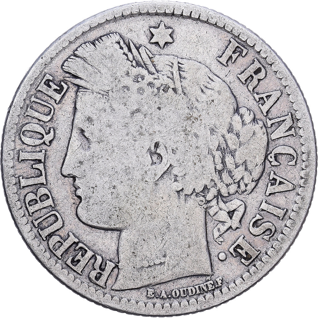 Francia, 2 Francs, 1871, Bordeaux, Plata, BC