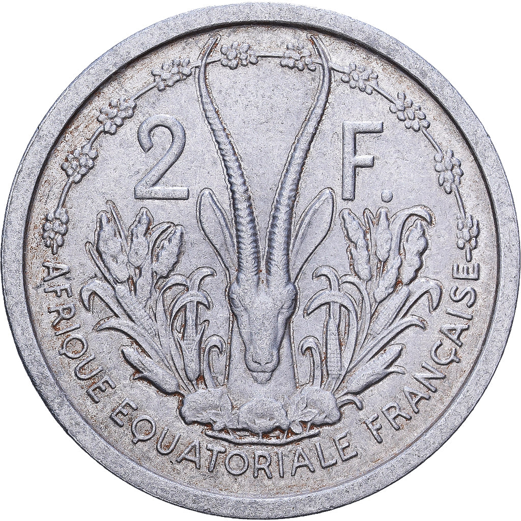 África ecuatorial francesa, 2 Francs, 1948, Paris, Aluminio, BC