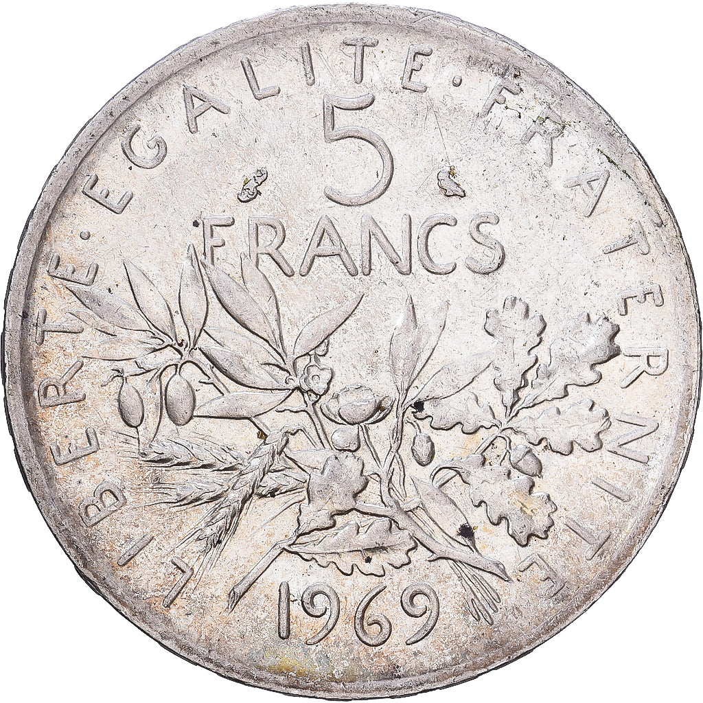 Francia, 5 Francs, 1969, Paris, Plata, MBC