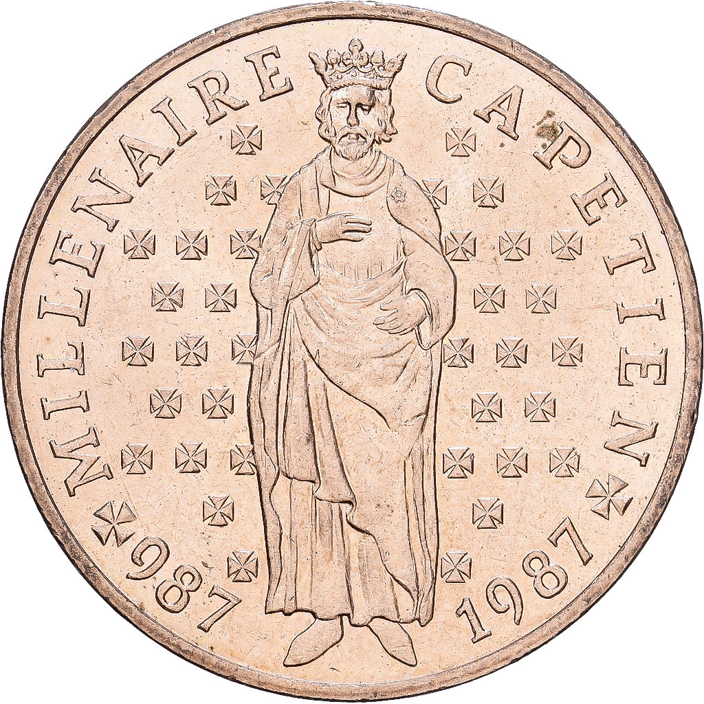 França, 10 Francs, Capetian Millennium, 1987, Paris, Cupro-aluminium-nickel
