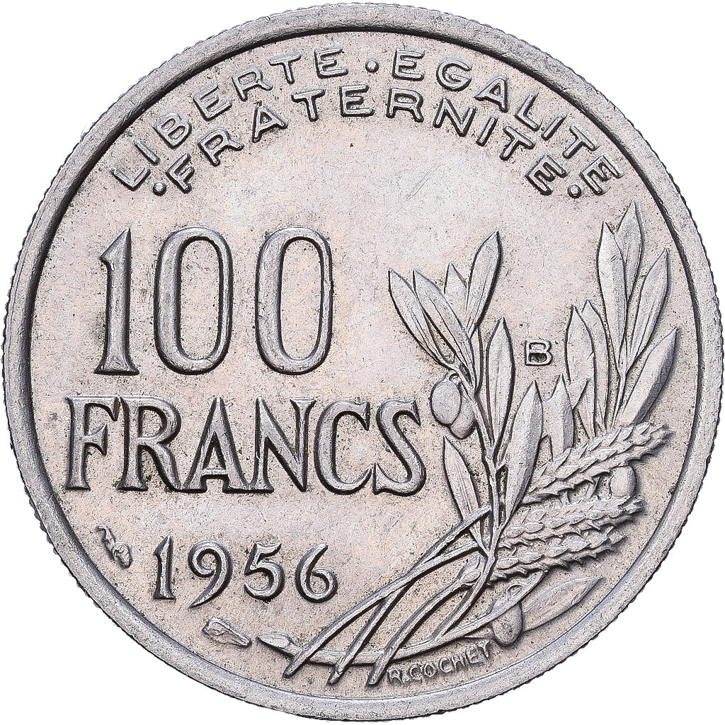 Frankrijk, 100 Francs, 1956, Beaumont - Le Roger, Cupronickel, FR+
