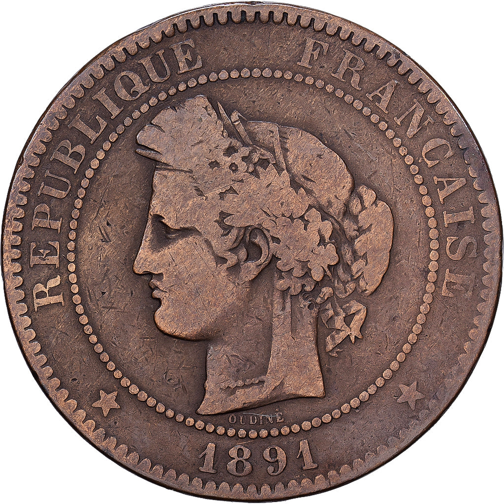 Frankrijk, 10 Centimes, 1891, Paris, Bronzen, ZG