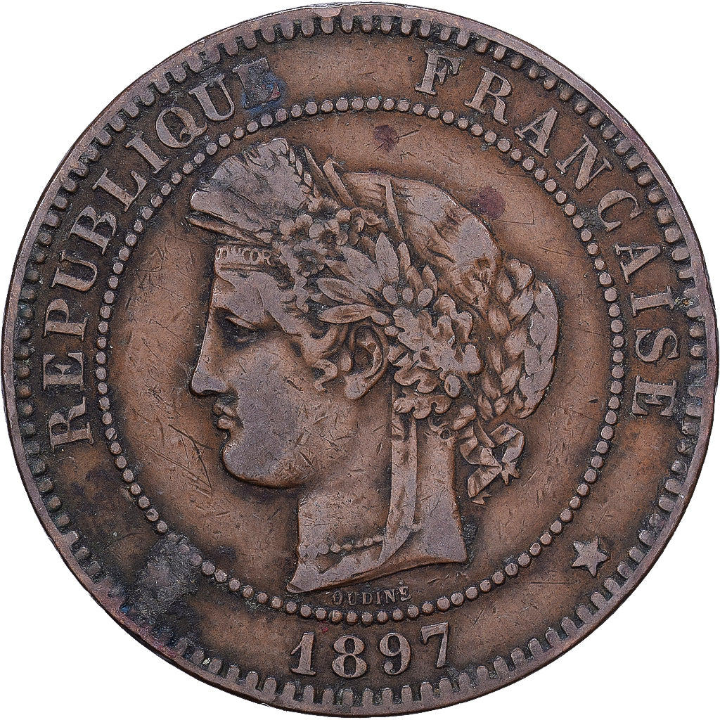 Frankreich, 10 Centimes, 1897, Paris, Bronze, SGE+