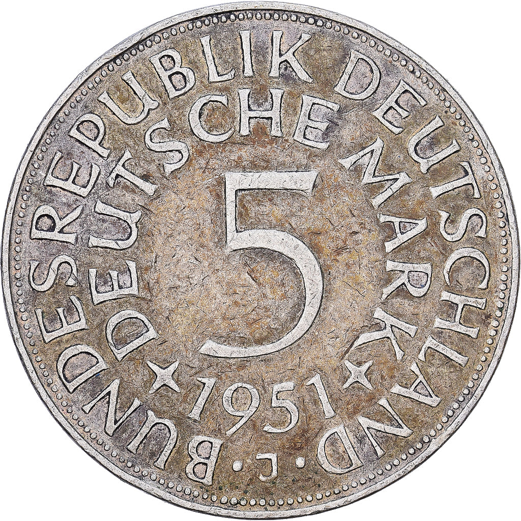 Bundesrepublik Deutschland, 5 Mark, 1951, Hamburg, Silber, S+