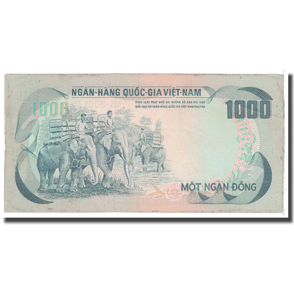 Billet, South Viet Nam, 1000 D<ox>ng, KM:34a, TTB