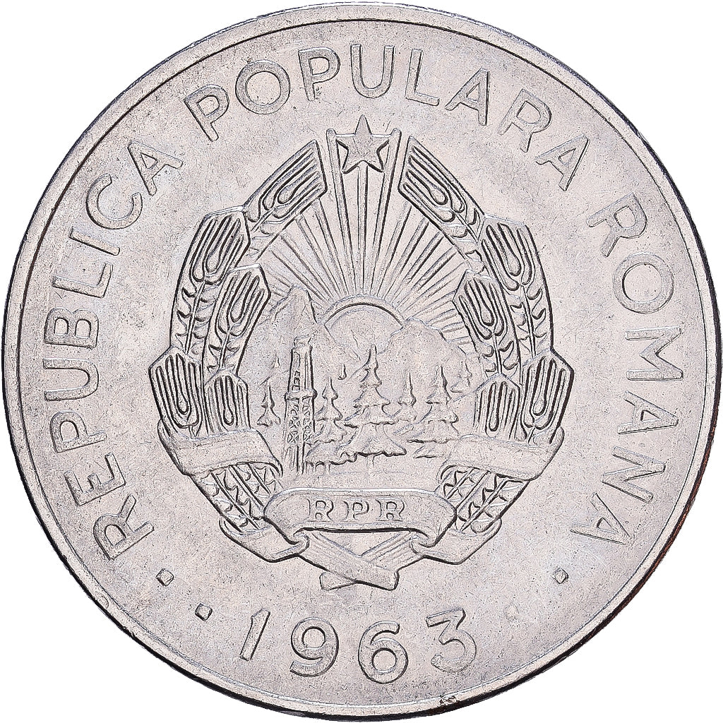 Roemenië, Leu, 1963, Bucarest, Nickel plated steel, FR+