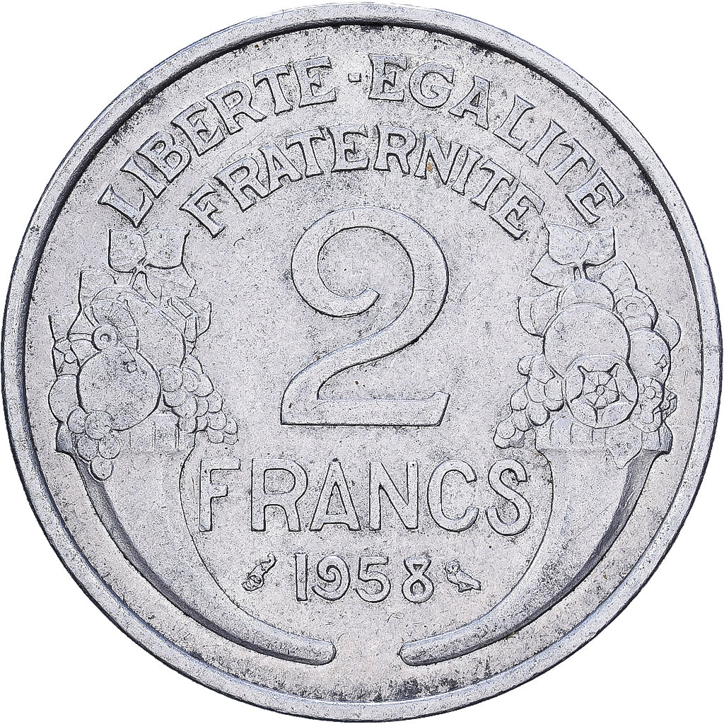 Frankrijk, 2 Francs, Morlon, 1958, Paris, Aluminium, ZF