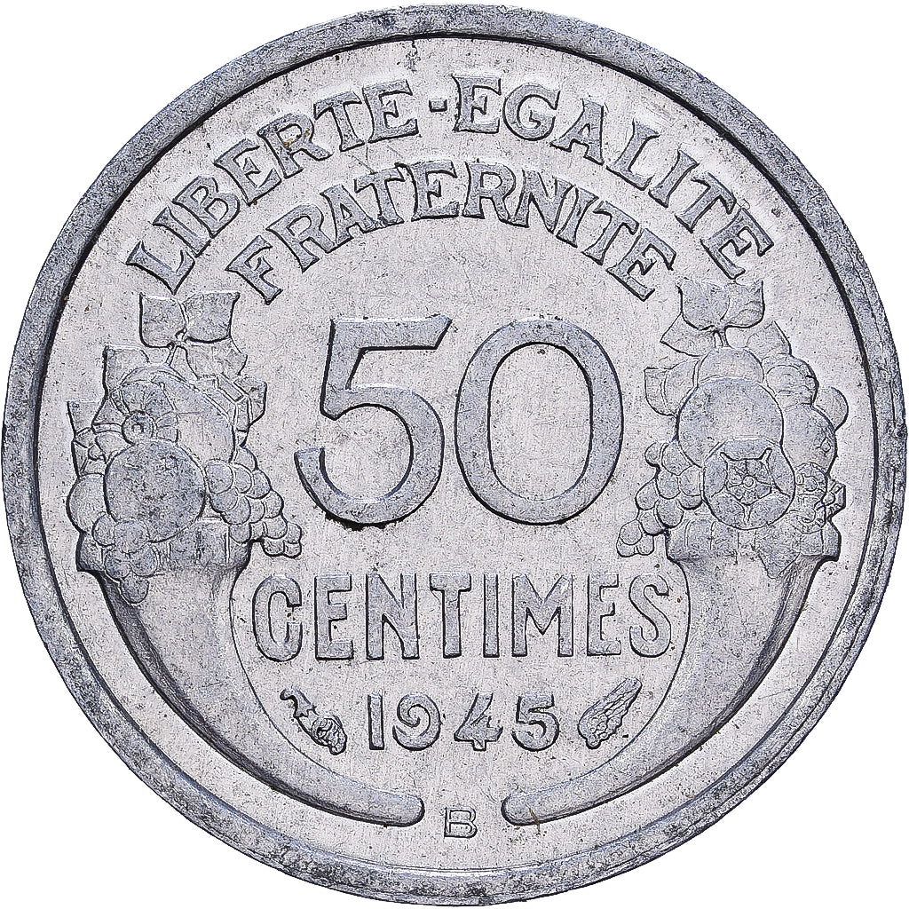 Frankrijk, 50 Centimes, Morlon, 1945, Beaumont le Roger, Aluminium, ZF