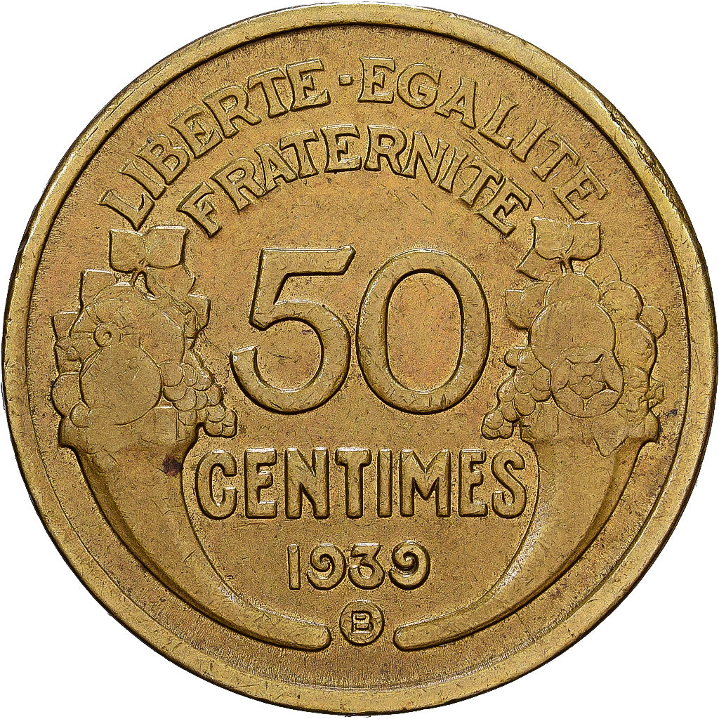 Frankrijk, 50 Centimes, Morlon, 1939, Monnaie royale de Belgique