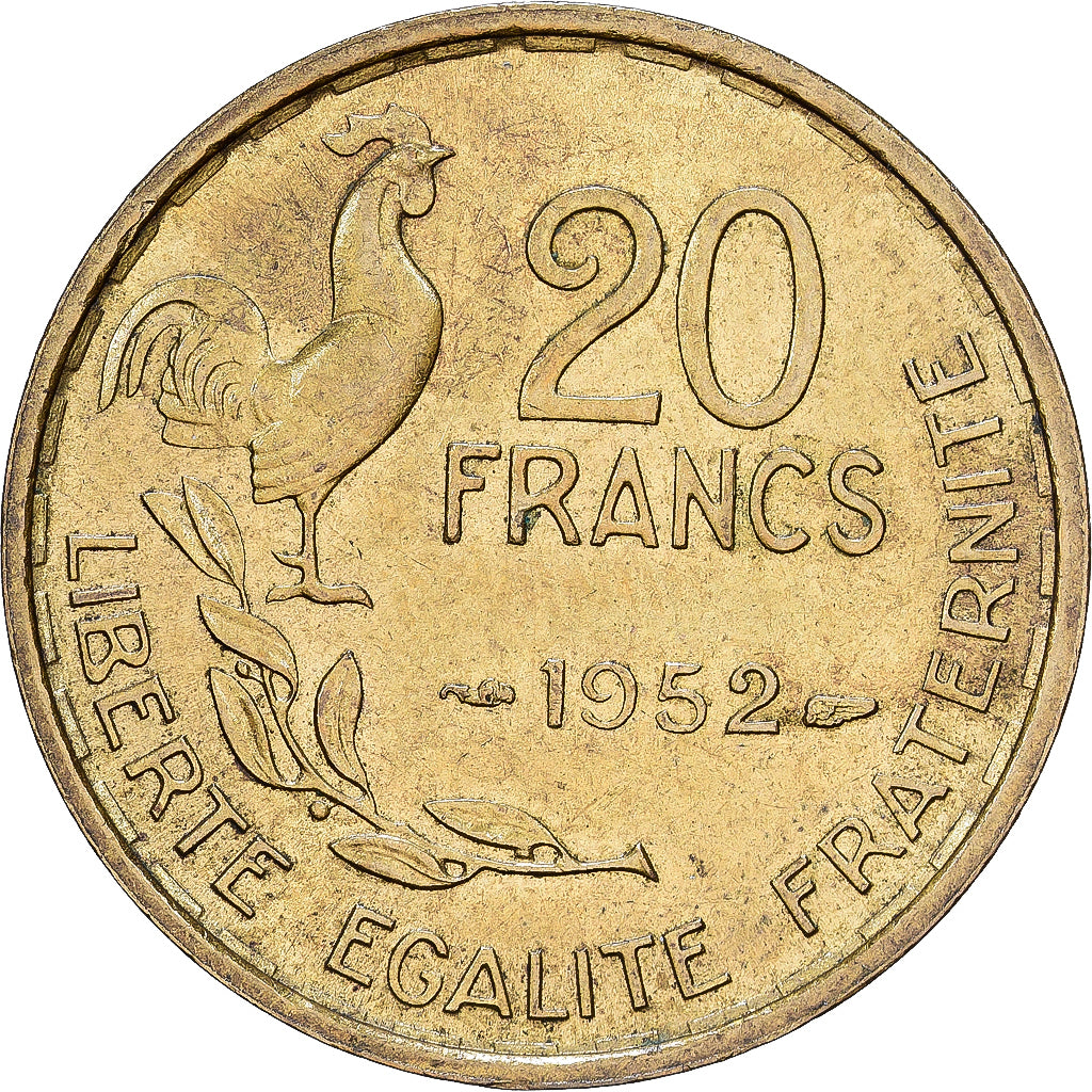 Frankrijk, 20 Francs, 1952, Paris, Aluminum-Bronze, FR+