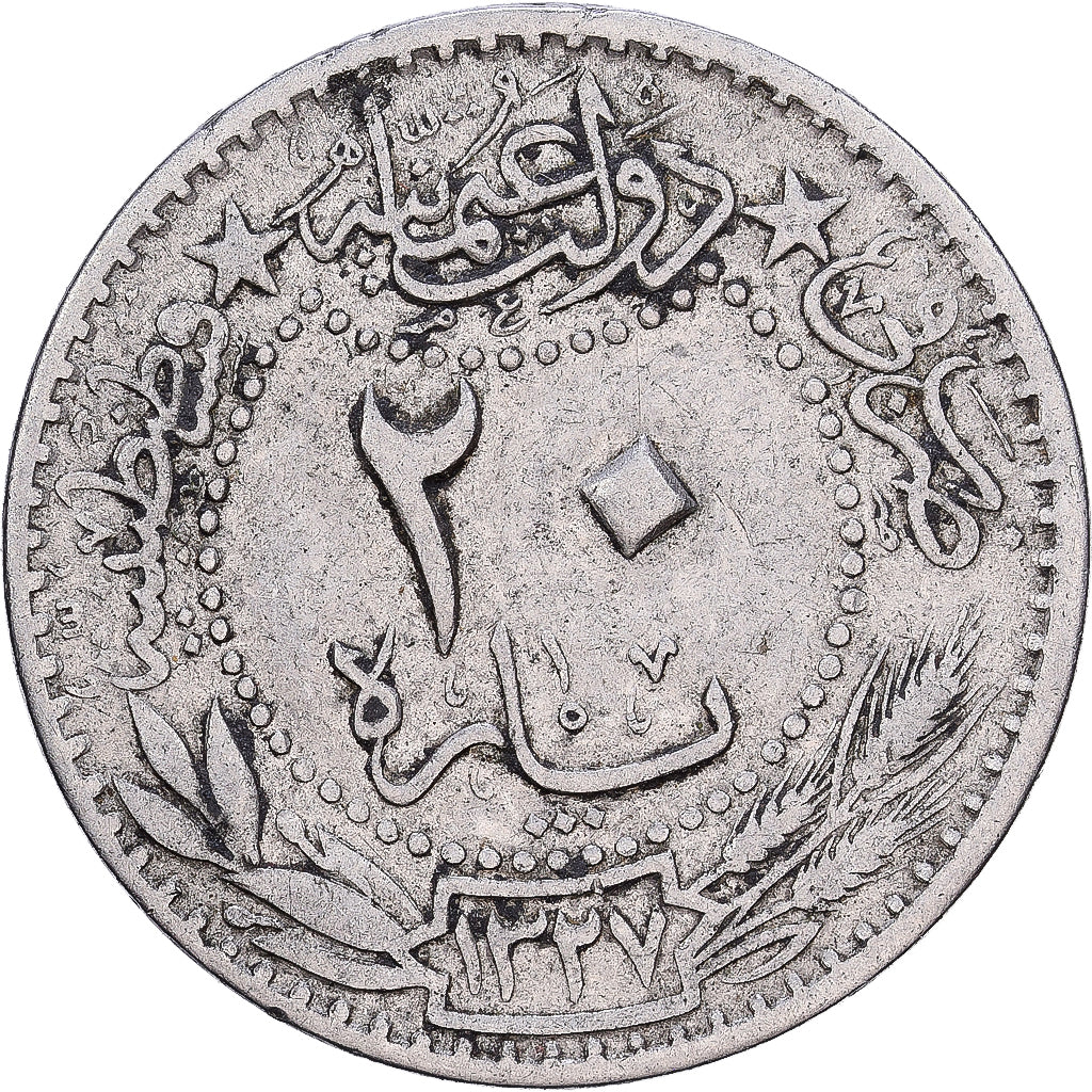 Ottoman Empire, 20 Para, 1327 (1909-1915), Constantinople, Nickel, ZG+
