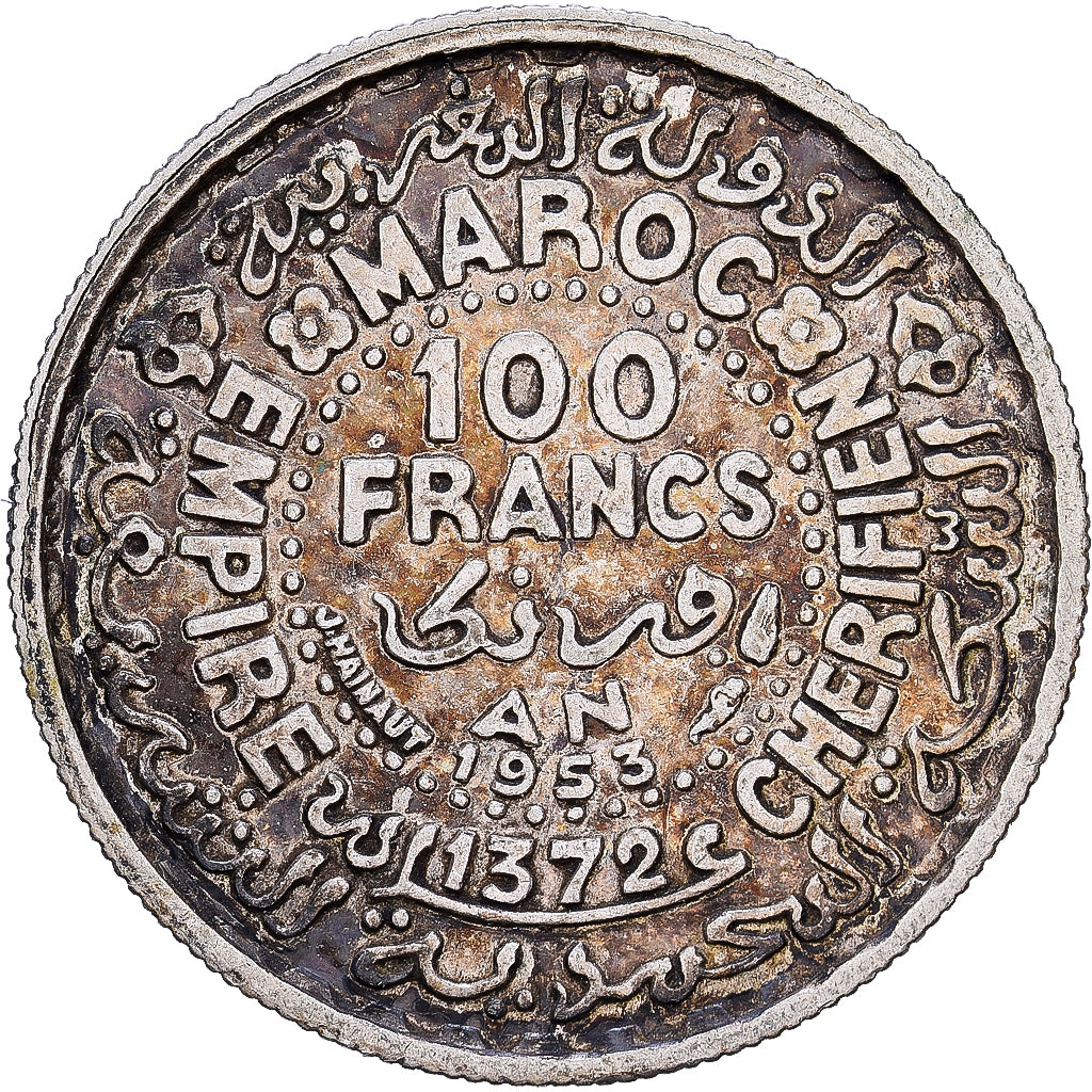 Marokko, 100 Francs, 1372/1953, Paris, Zilver, FR+