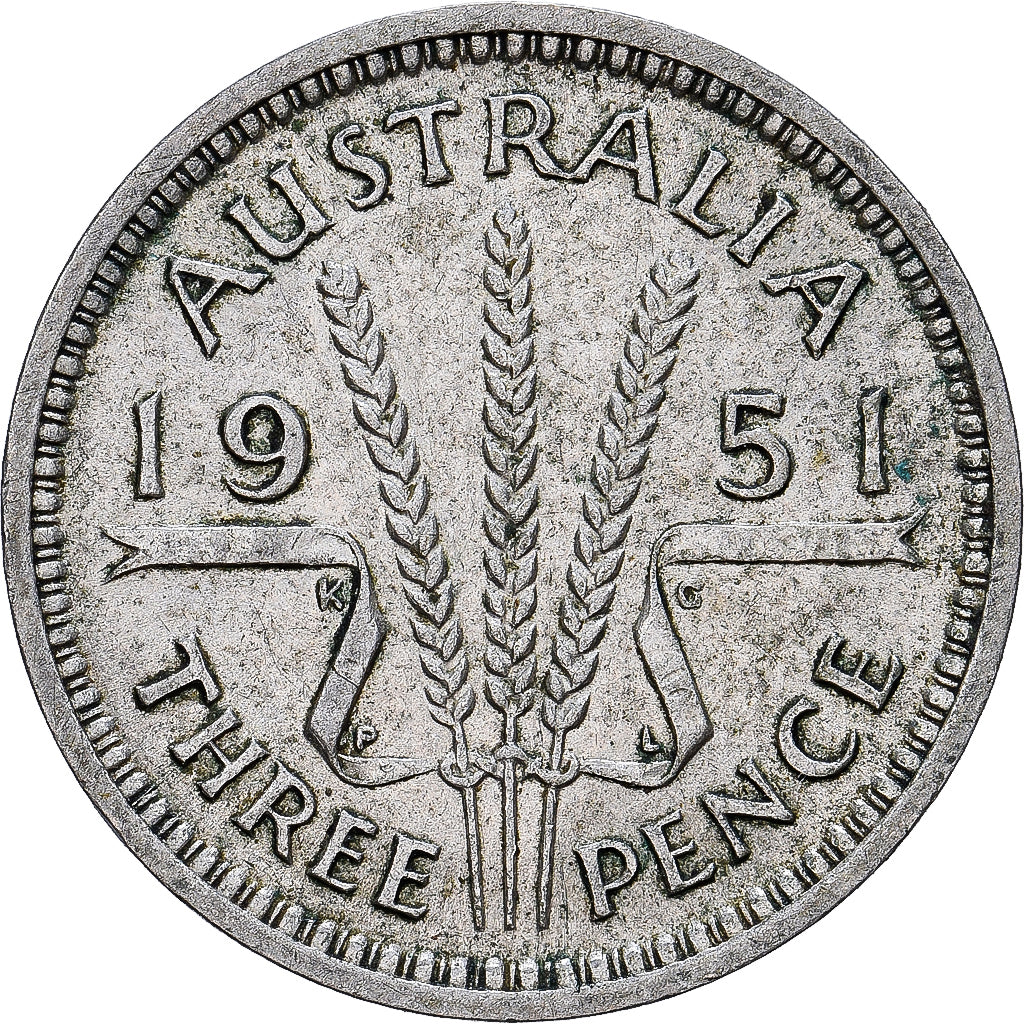 Australien, George VI, 3 Pence, 1951, British Royal Mint, Silber, SGE+