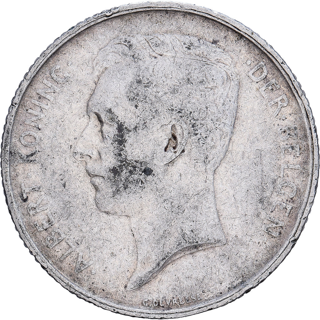 Bélgica, Albert I, 1 Franc, 1911, Brussels, Plata, BC