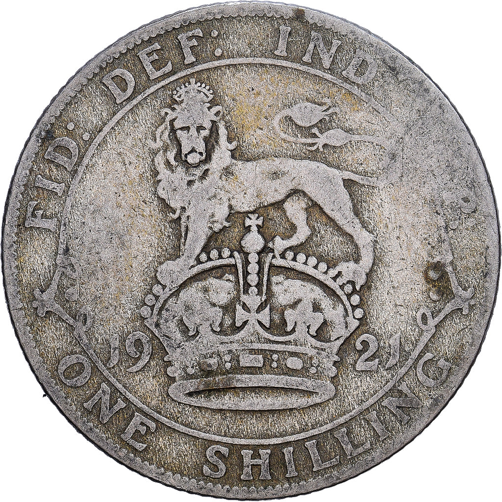 Great Britain, George V, 1 Shilling, 1921, British Royal Mint, Silver, F(12-15)