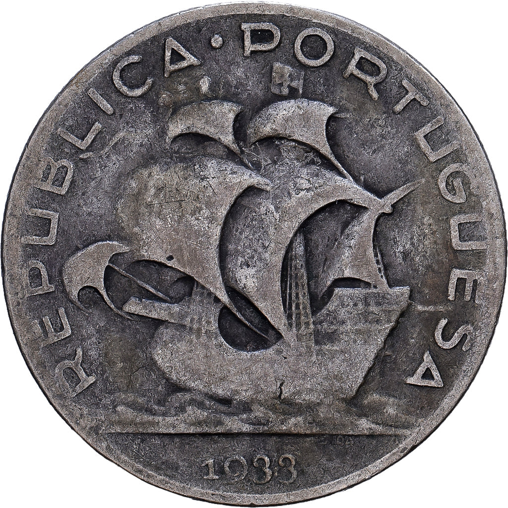 Portugal, 5 Escudos, 1933, Lisbon, Plata, BC
