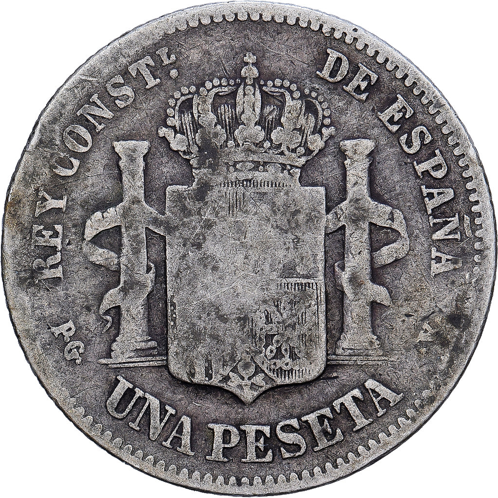 España, Alfonso XIII, 1 Peseta, 1894, Madrid, Plata, BC
