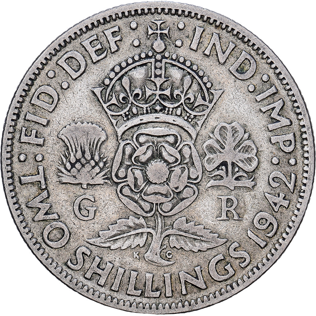 Großbritannien, George VI, 2 Shillings, 1942, British Royal Mint, Silber, S+