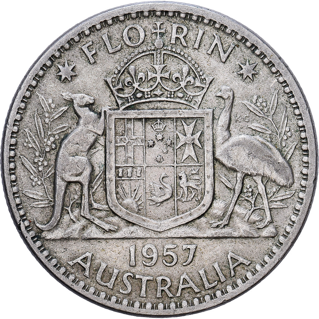 Australien, Elizabeth II, 1 Florin, 1957, Melbourne, Silber, SS