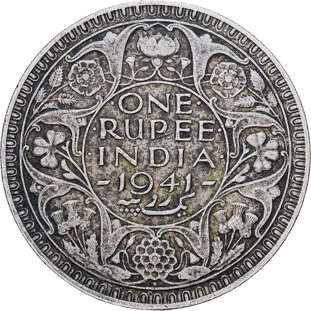 India-Británica, George VI, 1 Rupee, 1941, Bombay, Plata, MBC