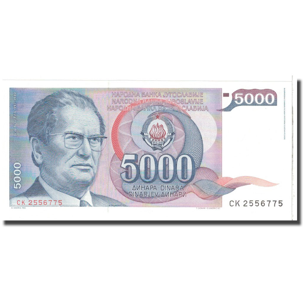 Banknote, Yugoslavia, 5000 Dinara, 1985, KM:93a, UNC(65-70)