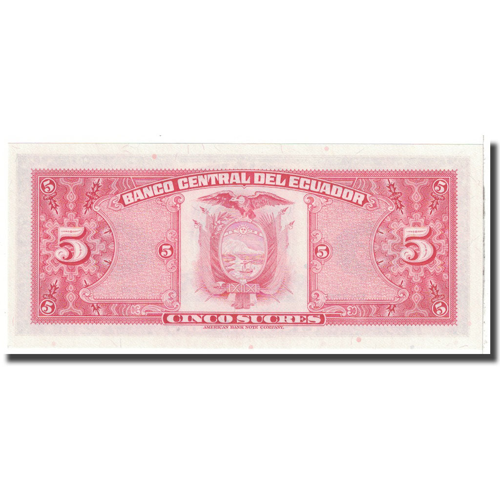 Nota, Equador, 5 Sucres, 1983, 1983-04-20, KM:108b, UNC(65-70)