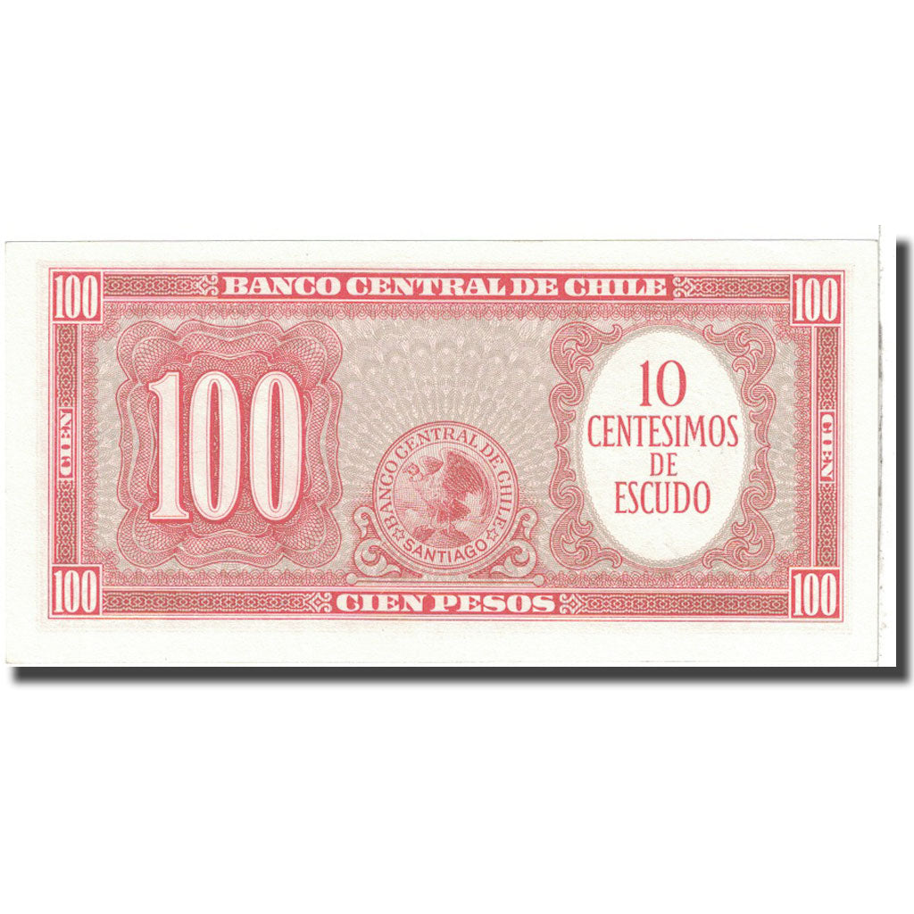 Banknote, Chile, 10 Centesimos on 100 Pesos, KM:127a, UNC(65-70)