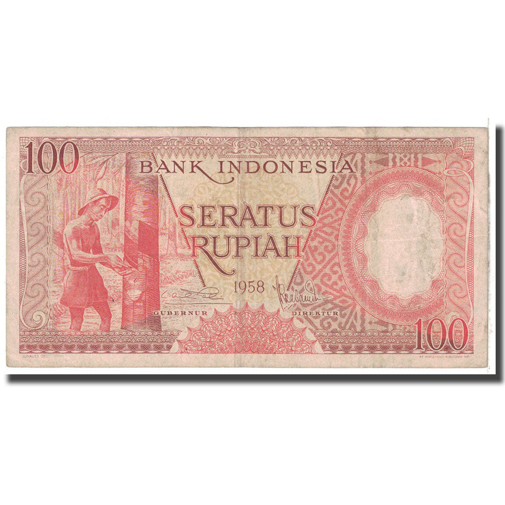 Banknote, Indonesia, 100 Rupiah, 1958, KM:59, VF(20-25)
