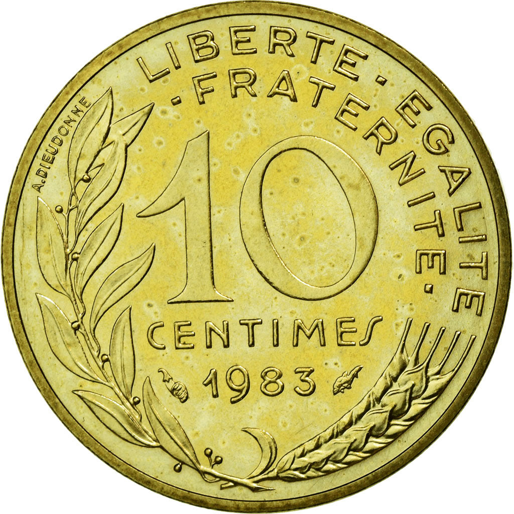 Coin, France, Marianne, 10 Centimes, 1983, MS(65-70), Aluminum-Bronze