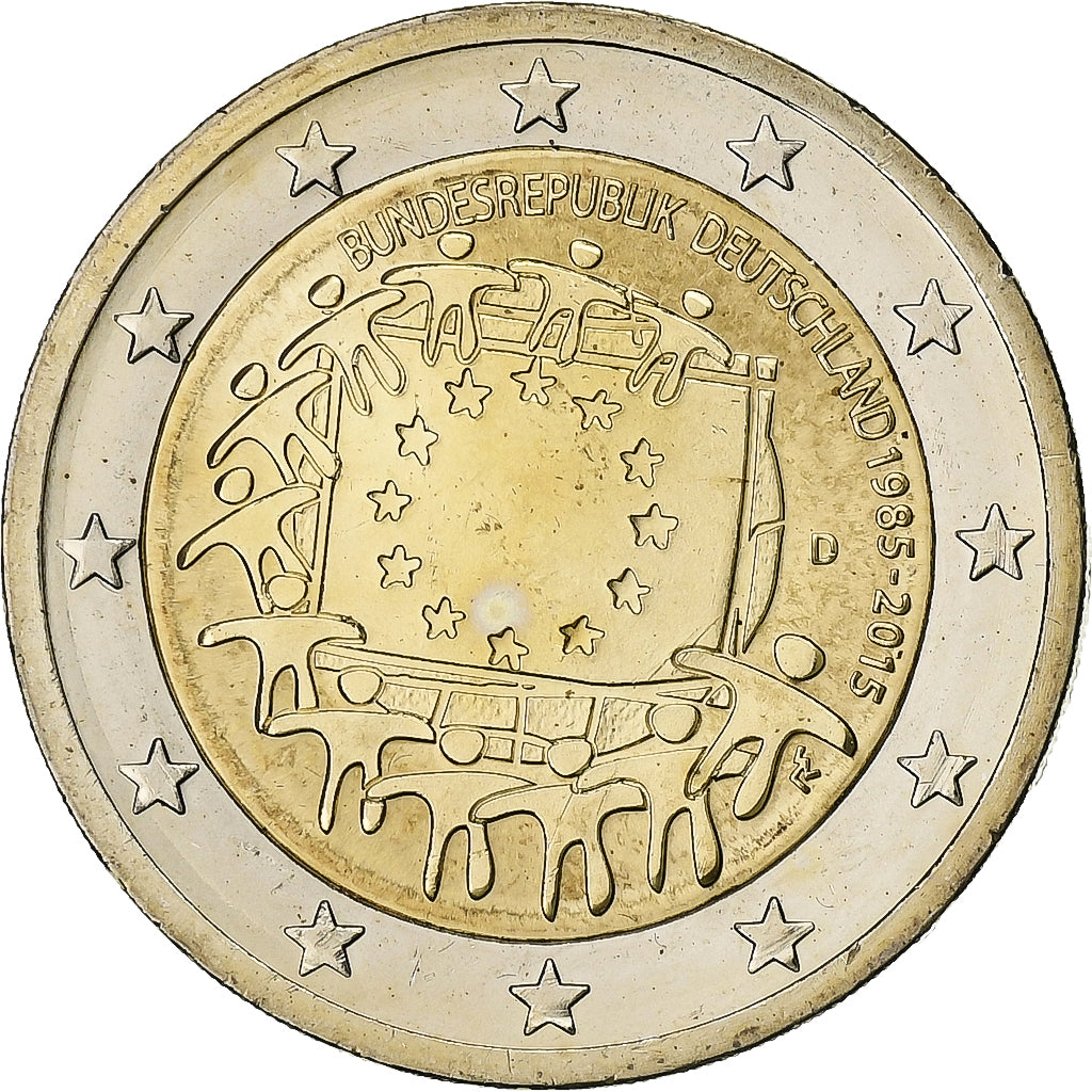 République fédérale allemande, 2 Euro, Drapeau européen, 2015, Munich, SPL+